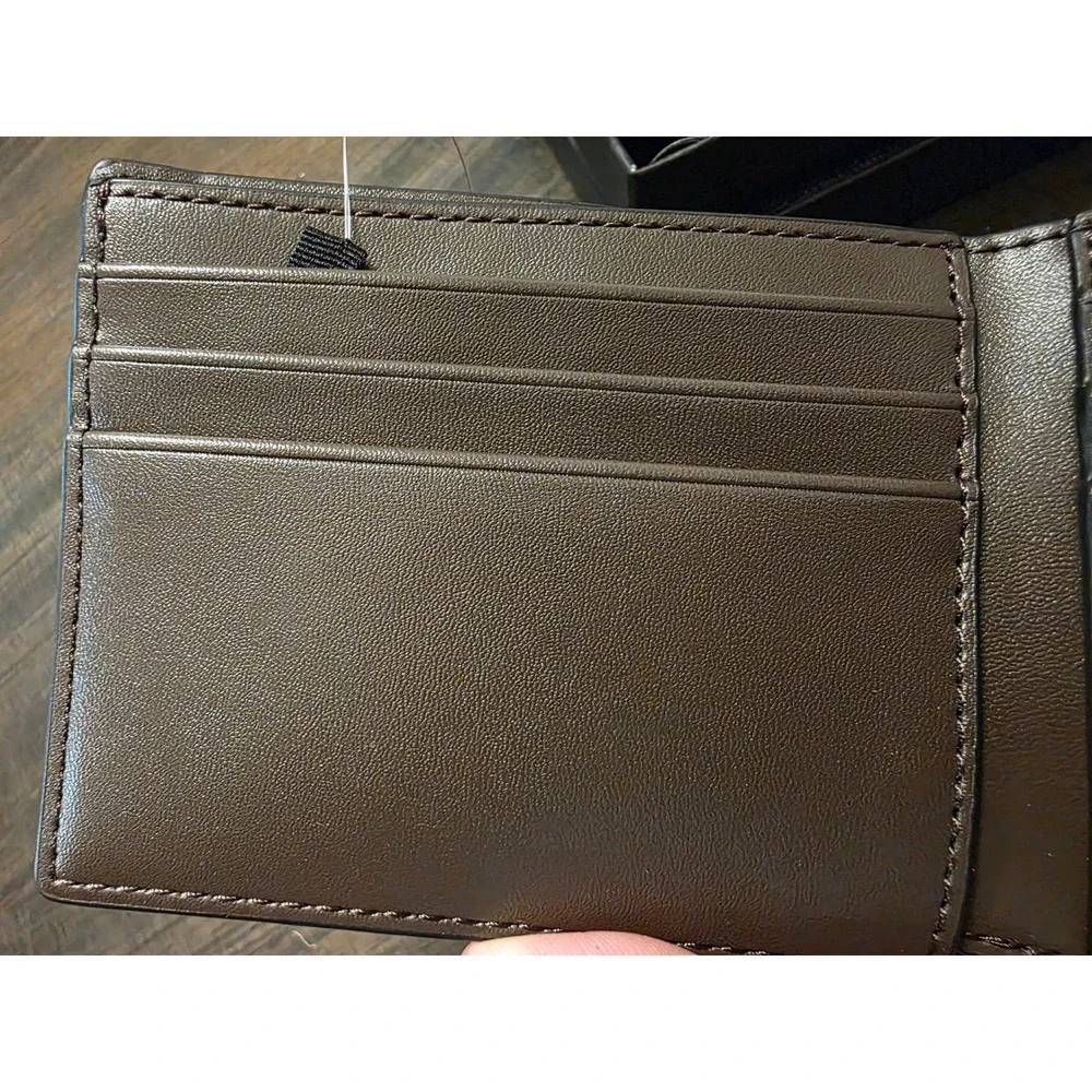 Michael Kors Andy Slim Billfold Brown Logo Wallet 86F5SANF50 Mens Bifold
